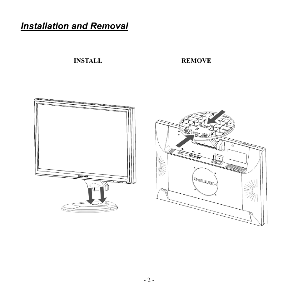 Installation and removal | Hanns.G HG221A User Manual | Page 3 / 17