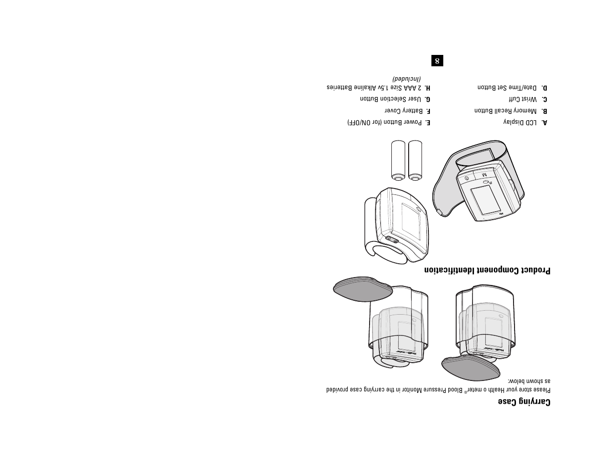 Carrying case, Product component identification | Health O Meter 7632 User Manual | Page 29 / 42