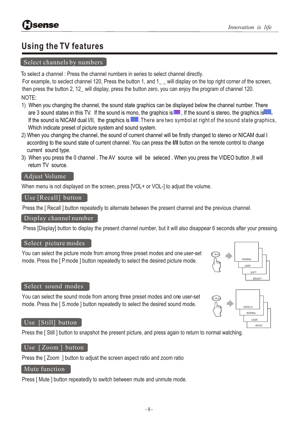 Т³гж 10, Using the tv features | Hisense Group LCD3201EU User Manual | Page 10 / 21