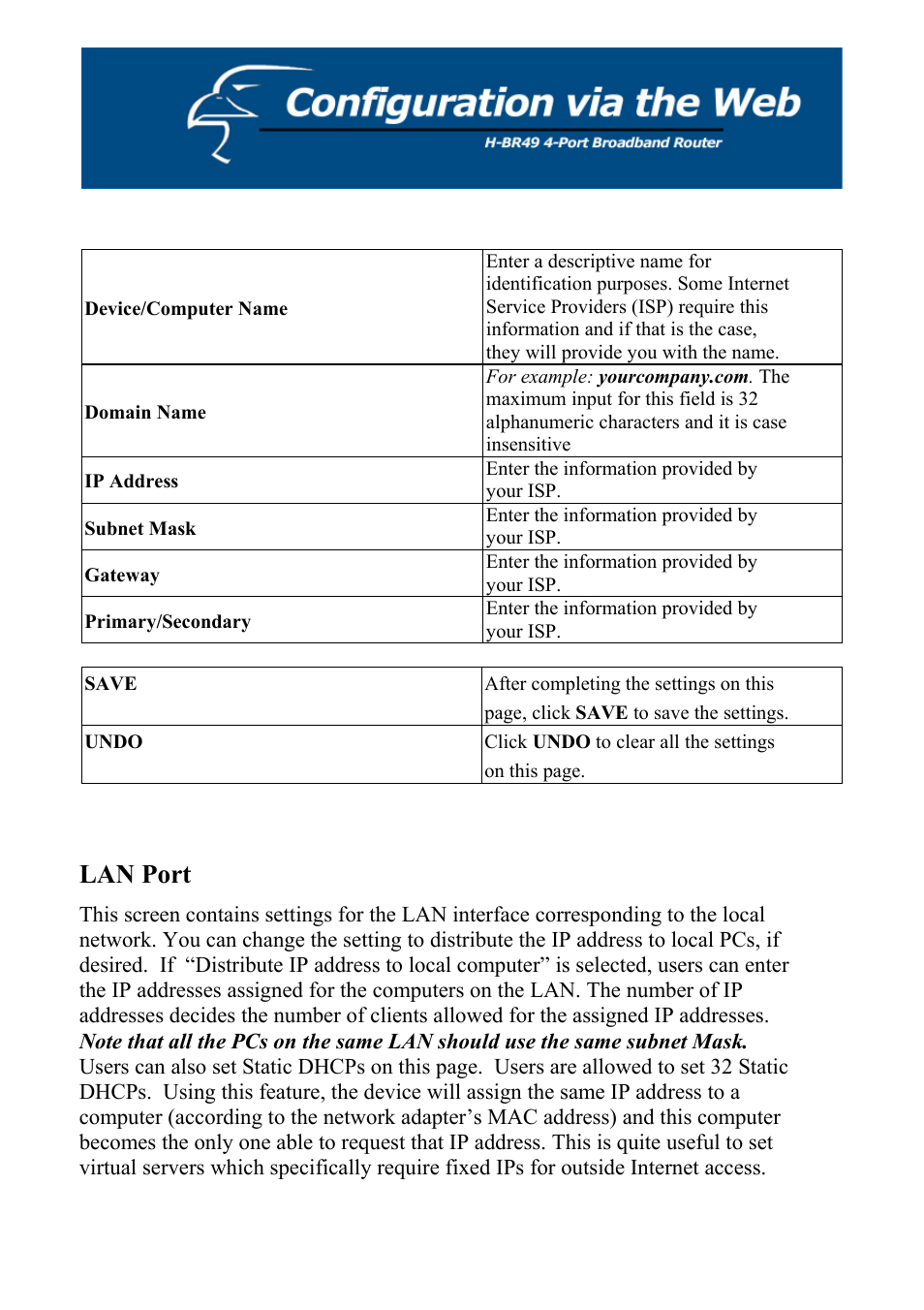 Lan port | Hawking Technology H-BR49 User Manual | Page 20 / 67