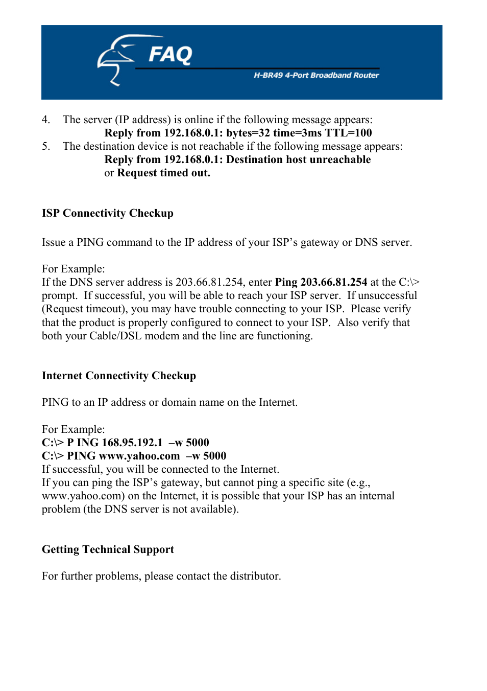 Internet connectivity checkup | Hawking Technology H-BR49 User Manual | Page 63 / 67