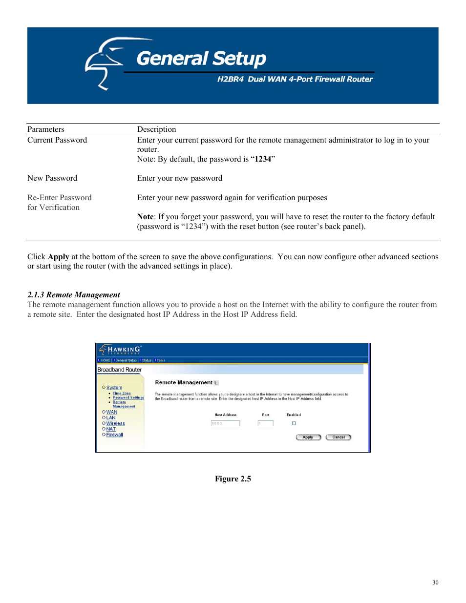 3 remote management | Hawking Technology H2BR4 User Manual | Page 30 / 82