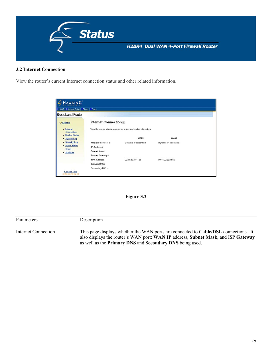 2 internet connection, Figure 3.2 | Hawking Technology H2BR4 User Manual | Page 69 / 82