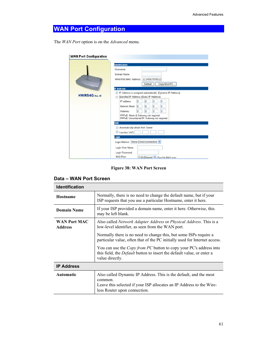 Wan port configuration | Hawking Technology HWR54G User Manual | Page 65 / 90