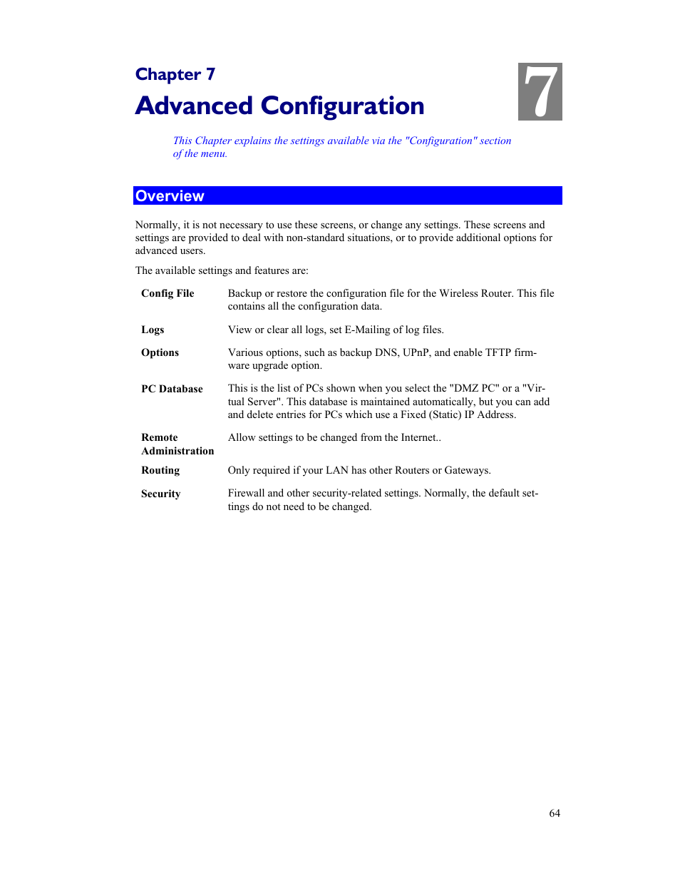 Advanced configuration | Hawking Technology HWR54G User Manual | Page 68 / 90