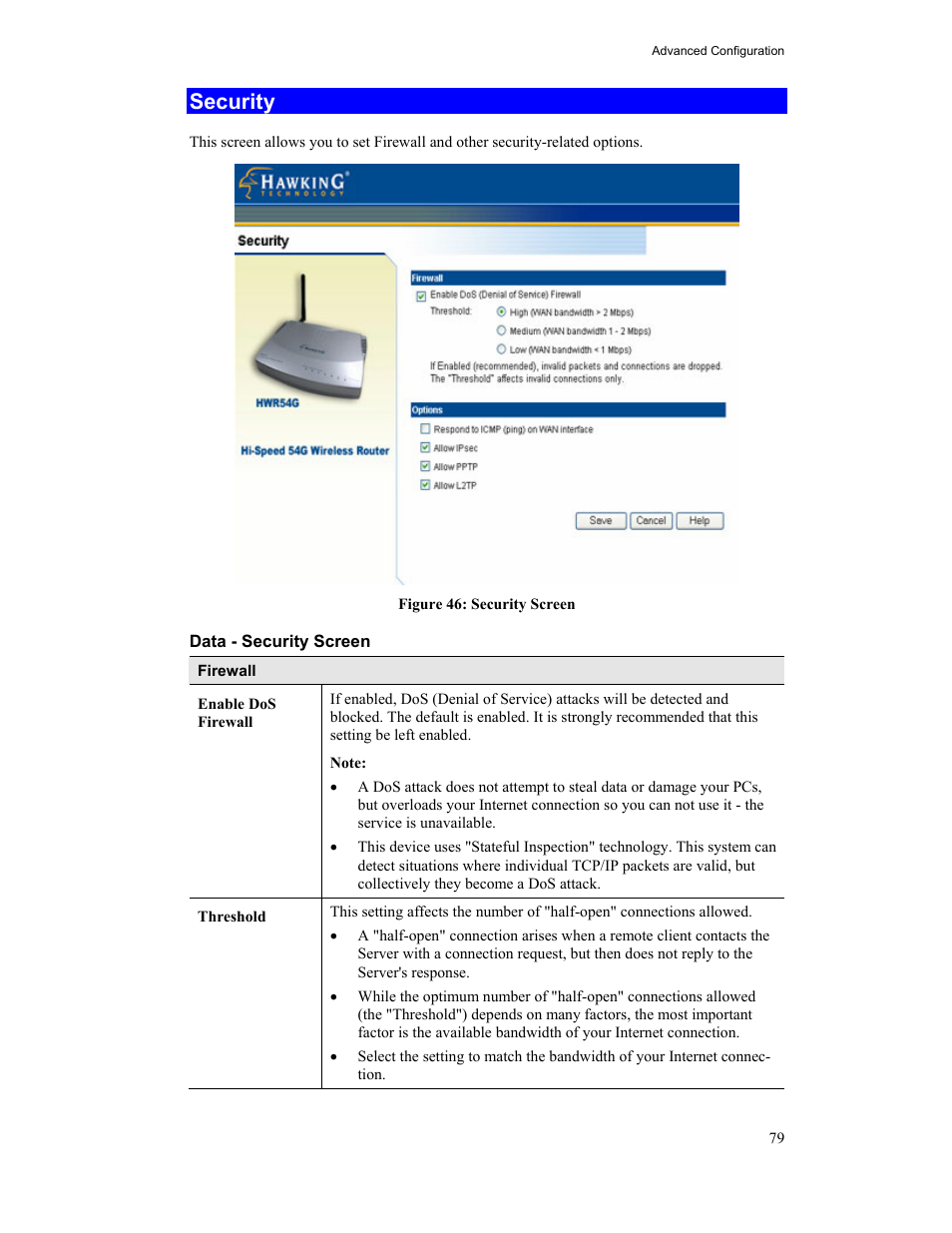 Security | Hawking Technology HWR54G User Manual | Page 83 / 90