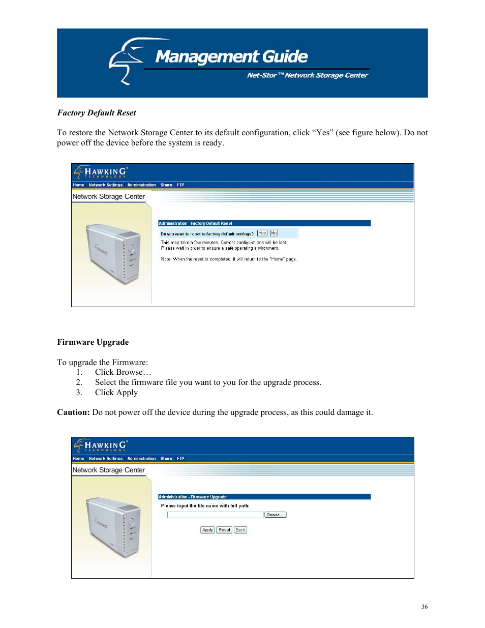 Hawking Technology HNAS1 User Manual | Page 36 / 53