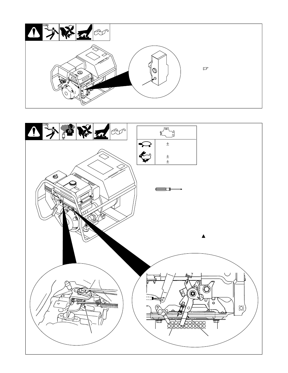 3. overload protection (honda-powered units), 4. adjusting engine speed (kohler-powered units) | Hobart Welding Products CHAMP 2060 User Manual | Page 30 / 60