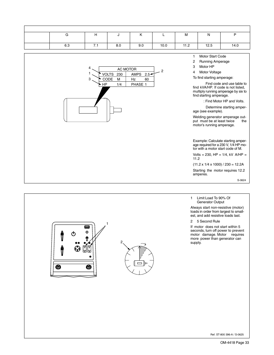 8. power required to start motor, 9. how much power can generator supply | Hobart Welding Products CHAMPION 4500 OM-4418 User Manual | Page 37 / 52