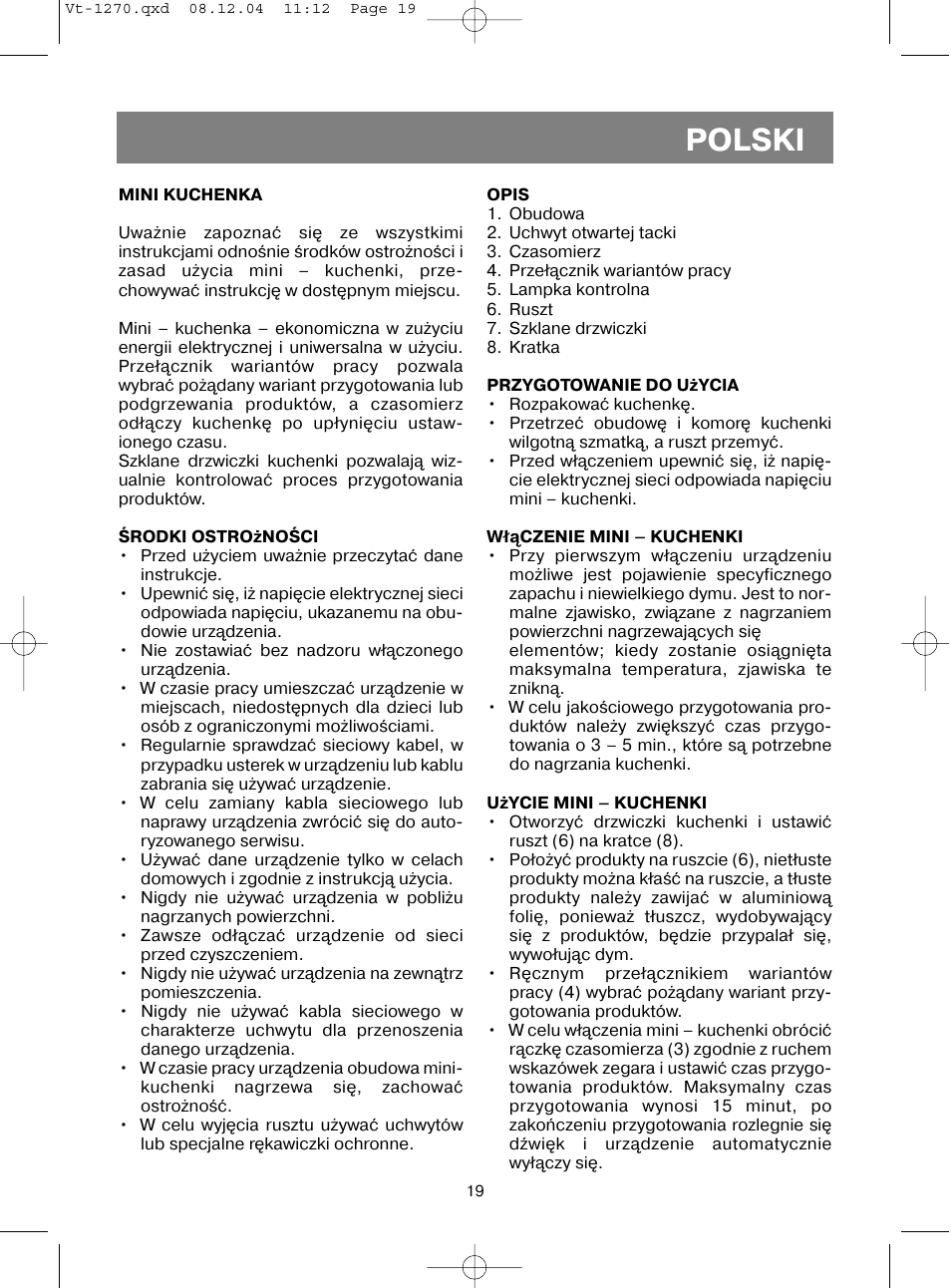 Polski | Vitek VT-1270 User Manual | Page 22 / 32