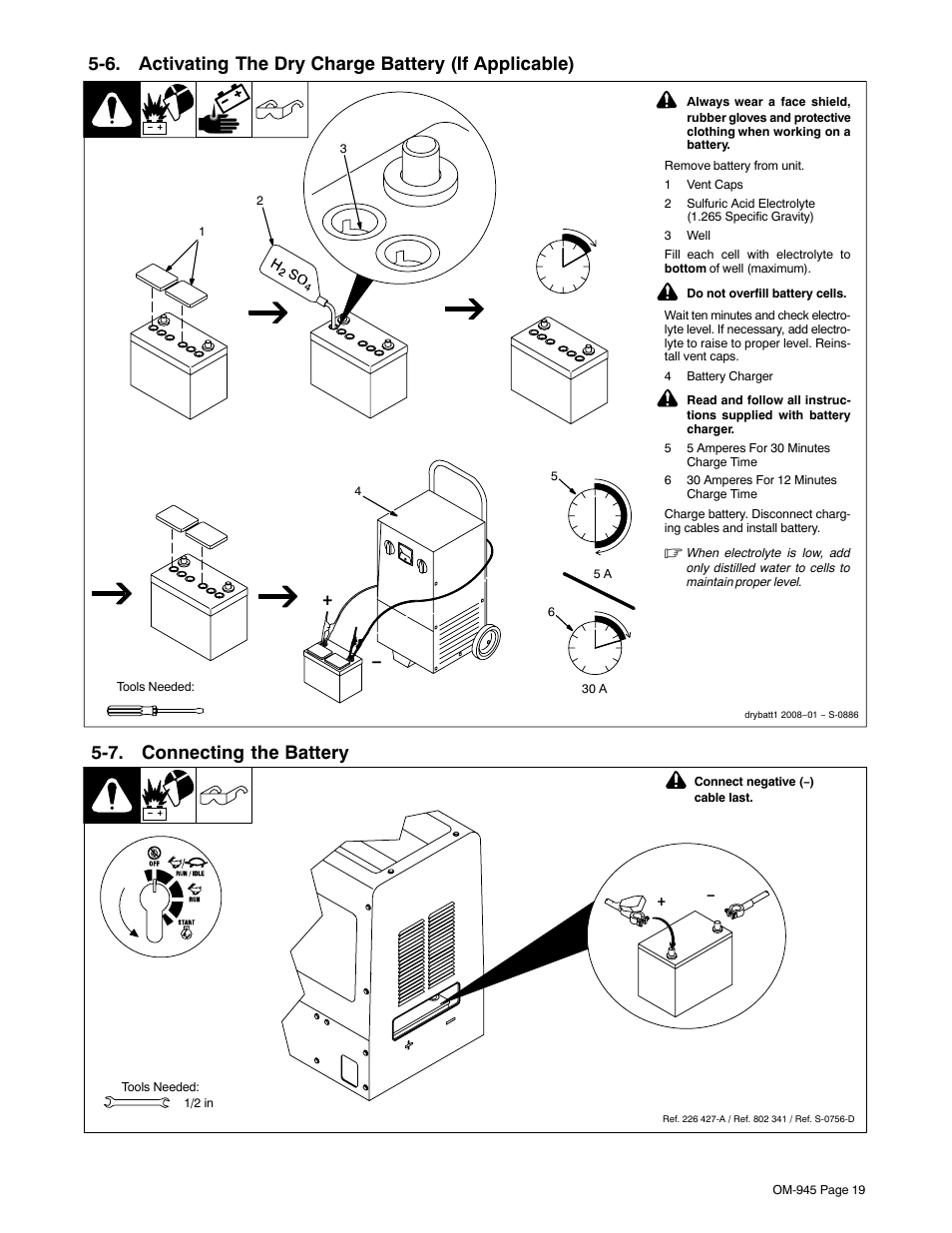 7. connecting the battery | Hobart Welding Products CHAMPION 10 User Manual | Page 23 / 68
