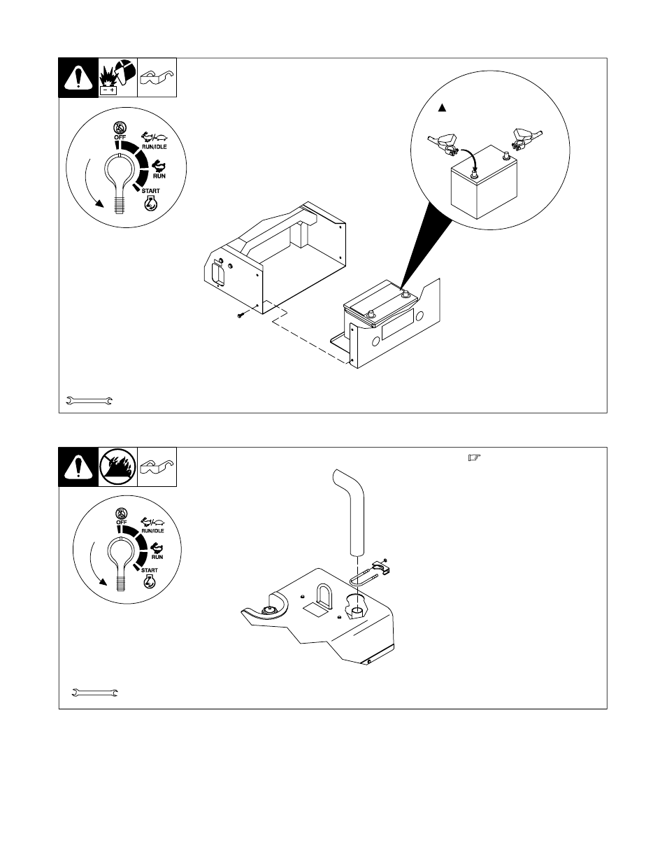 4. connecting the battery, 5. installing exhaust pipe | Hobart Welding Products CHAMPION OM-493 User Manual | Page 19 / 56