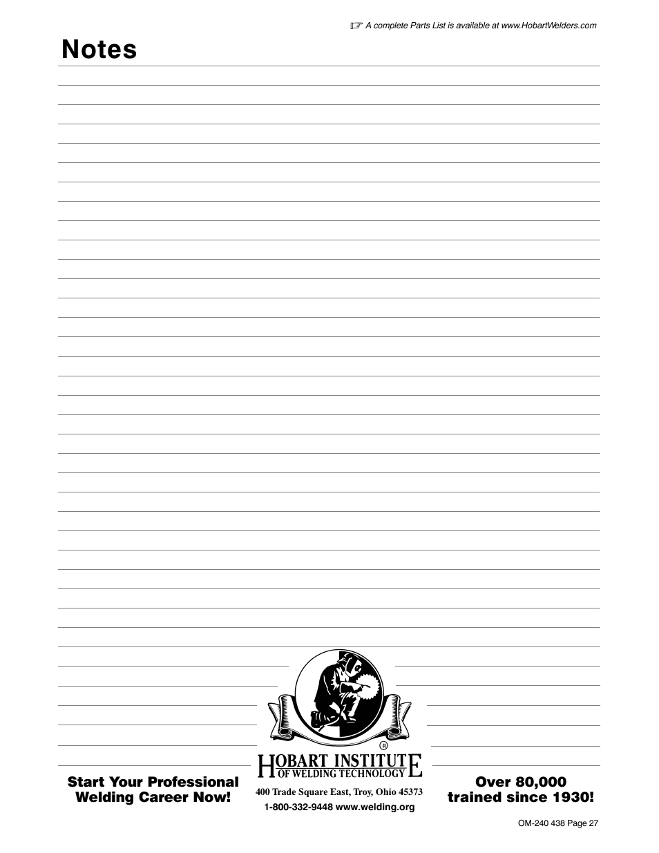 Hobart Welding Products CHAMPION ELITE OM-240 438E User Manual | Page 31 / 64
