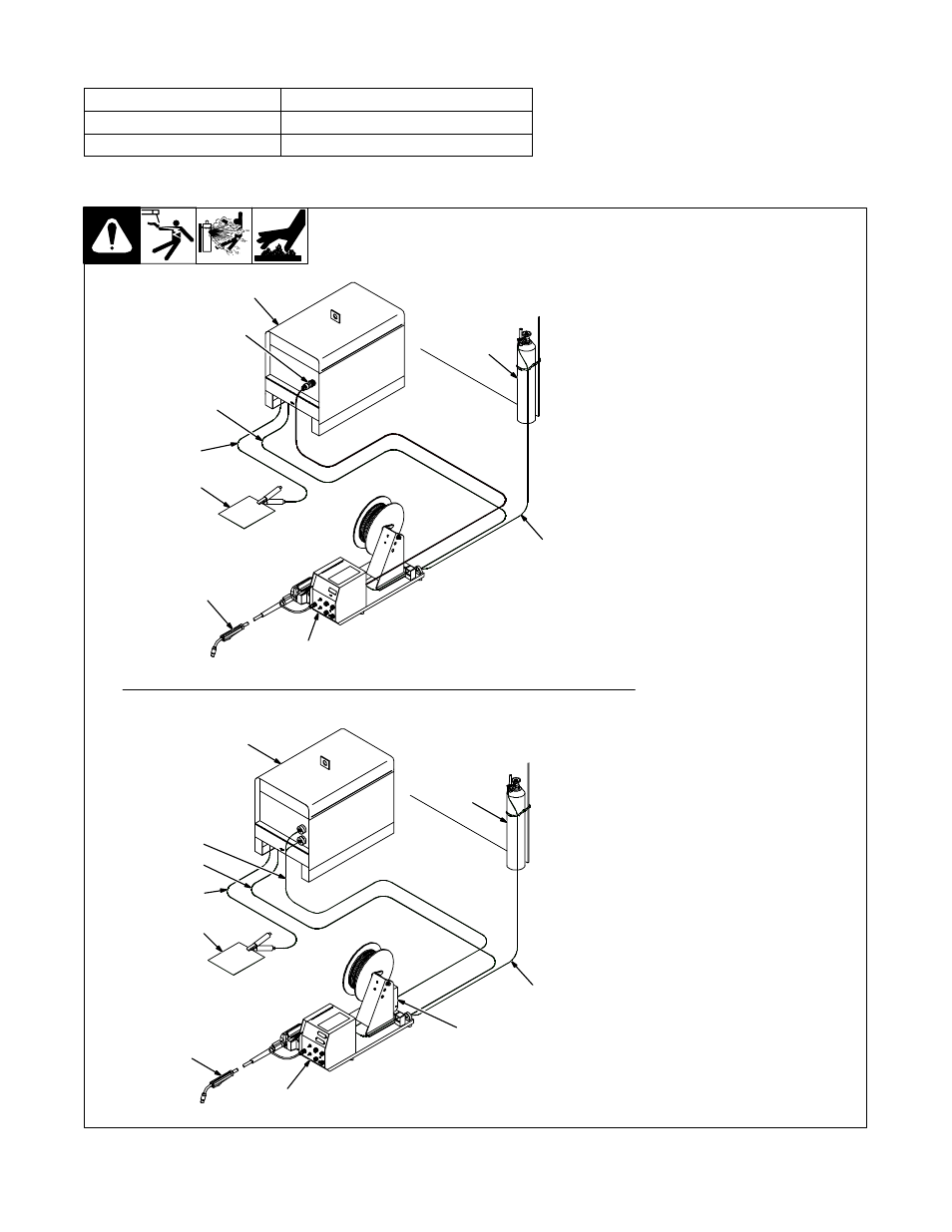 2. gun recommendation table, 3. equipment connection diagrams | Hobart Welding Products OLYMPIC S-64 User Manual | Page 16 / 36