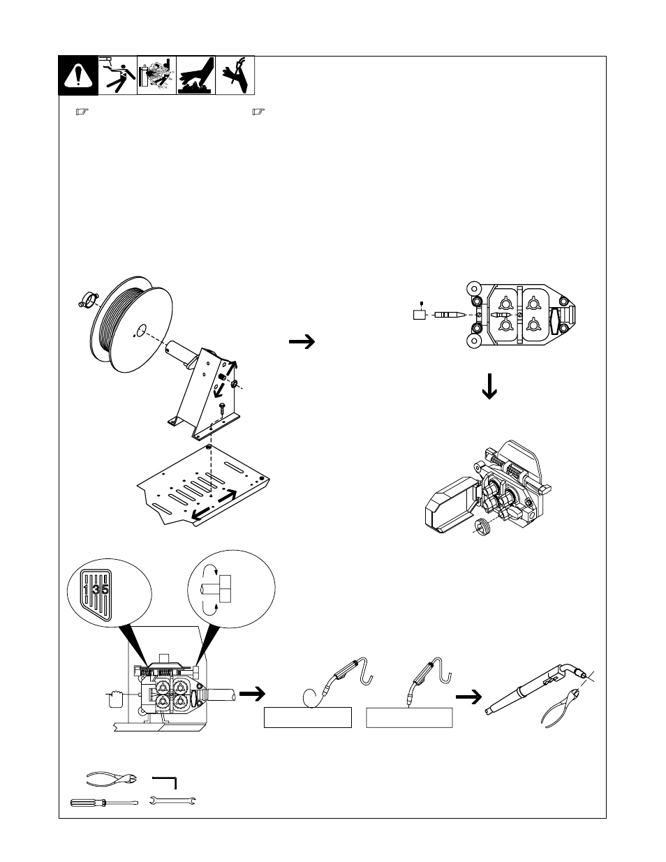 8. installing and threading welding wire | Hobart Welding Products OLYMPIC S-64 User Manual | Page 19 / 36