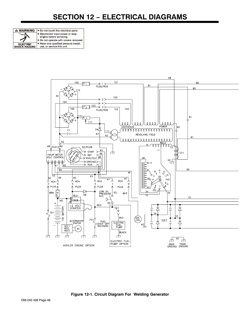 Section 12 − electrical diagrams | Hobart Welding Products CHAMPION ELITE OM-240 438B User Manual | Page 52 / 72