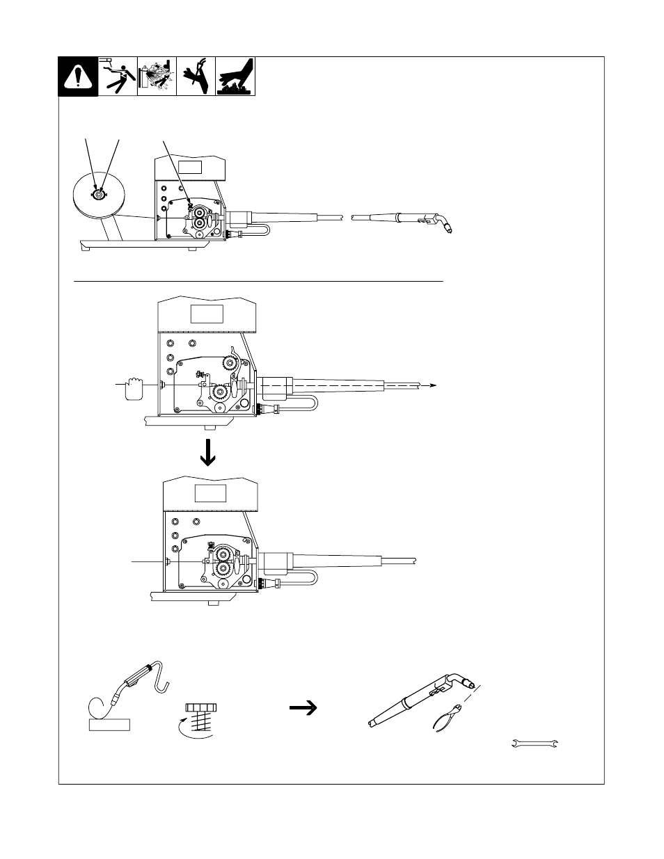 11. installing and threading welding wire | Hobart Welding Products OLYMPIC 22A OM-193 472F User Manual | Page 19 / 32