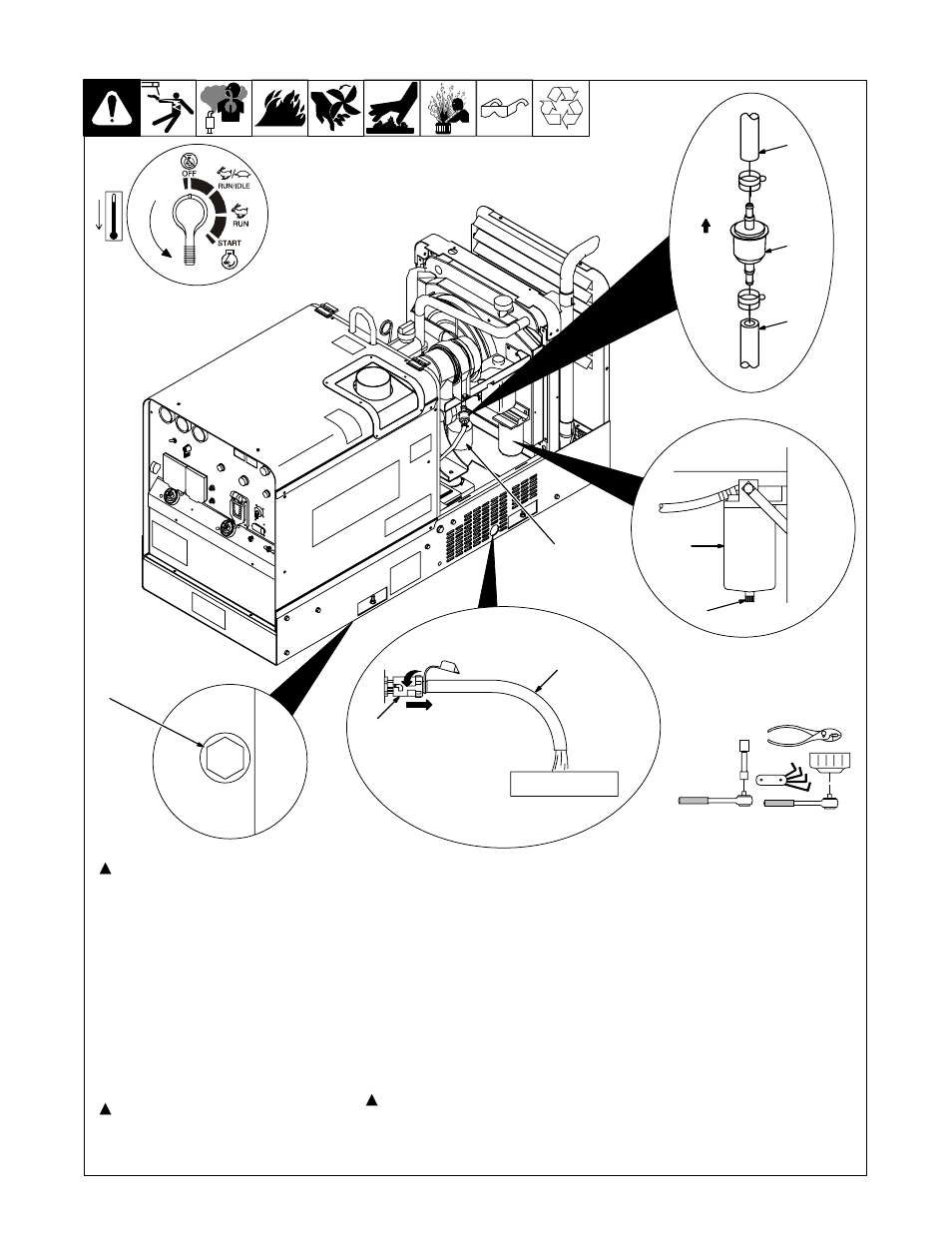 5. servicing engine lubrication and fuel systems | Hobart Welding Products CONTRACTOR 3025 User Manual | Page 32 / 64