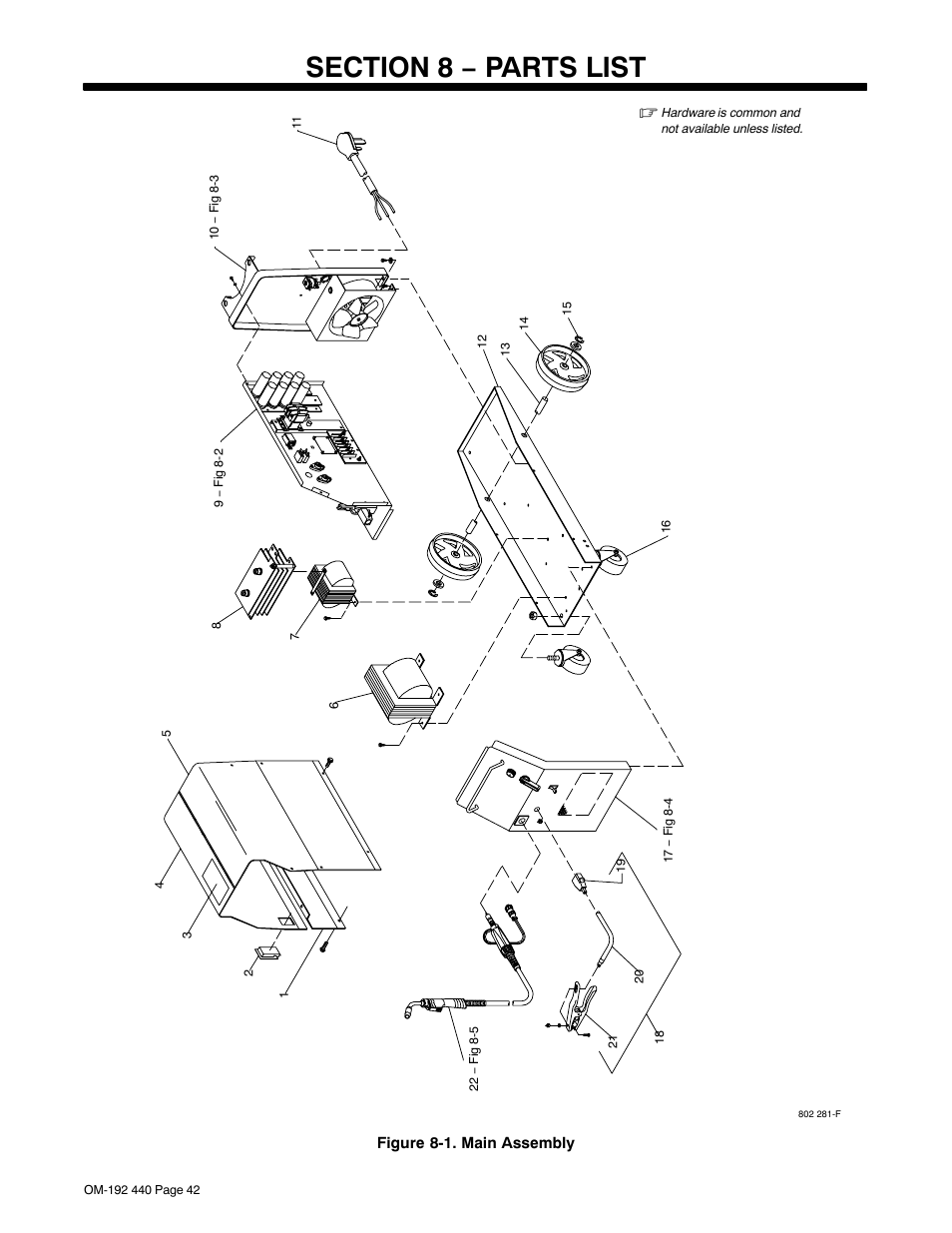 Section 8 − parts list | Hobart Welding Products IRONMAN 250 User Manual | Page 46 / 56