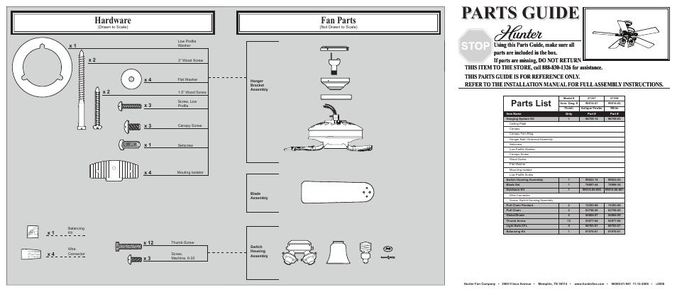 Hunter Fan 21338 User Manual | 2 pages