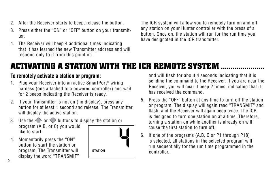 Activating a station with the icr remote system | Hunter Fan ICR User Manual | Page 14 / 32