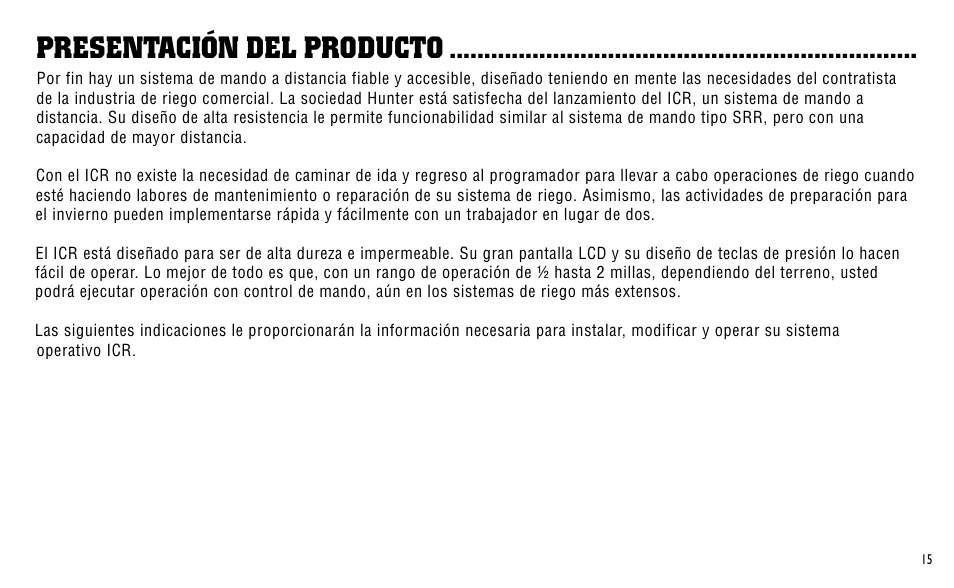 Presentación del producto | Hunter Fan ICR User Manual | Page 19 / 32