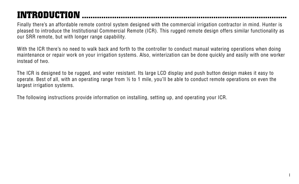 Introduction | Hunter Fan ICR User Manual | Page 5 / 32