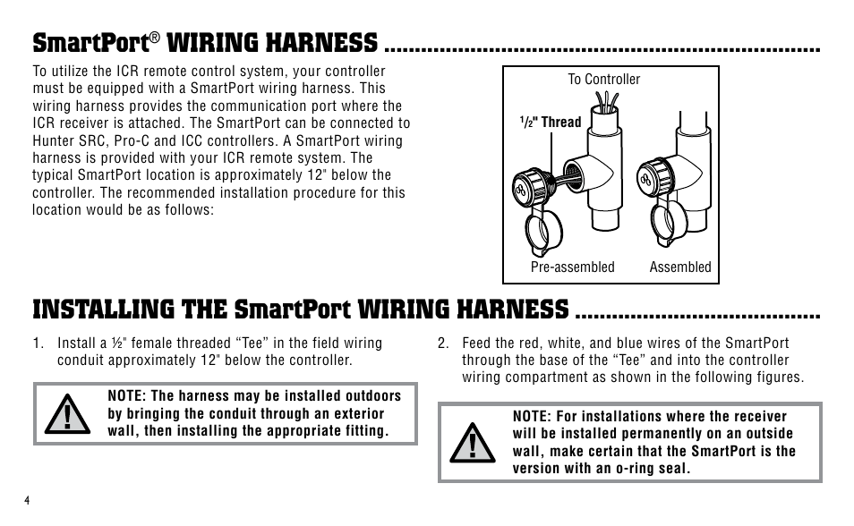 Smartport® wiring harness, Installing the smartport wiring harness, Smartport | Hunter Fan ICR User Manual | Page 8 / 32