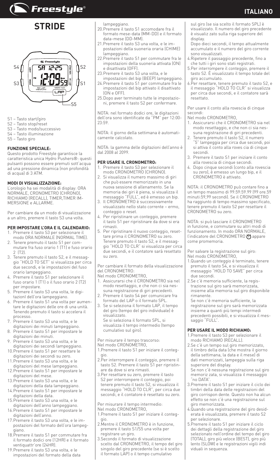 Stride, Italiano | Freestyle Stride User Manual | Page 9 / 14