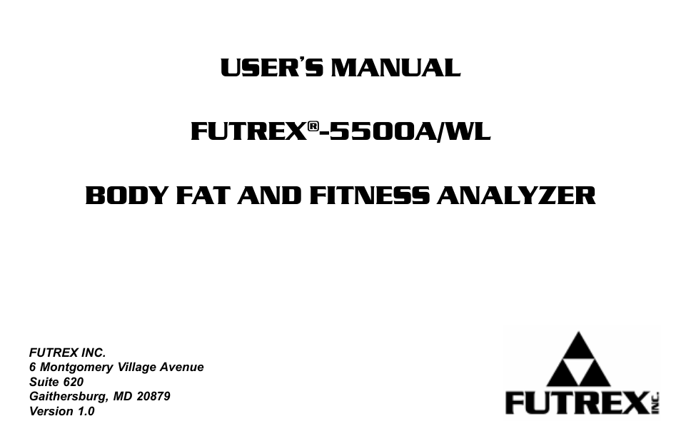 Futrex Body Fat and fitness Analyzer -5500A/WL User Manual | 40 pages