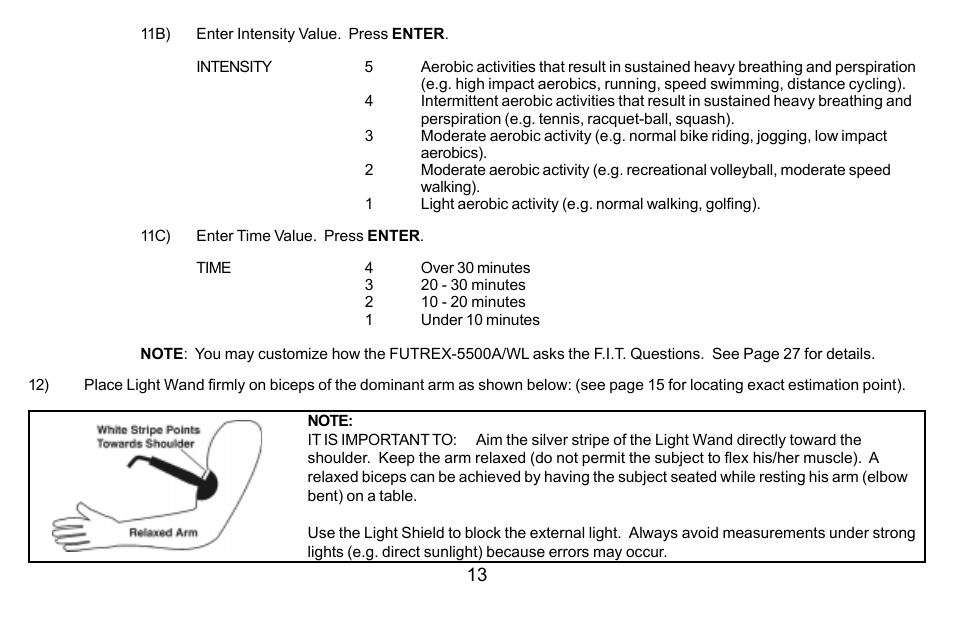 Futrex Body Fat and fitness Analyzer -5500A/WL User Manual | Page 13 / 40