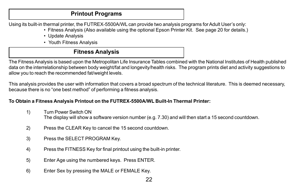 Futrex Body Fat and fitness Analyzer -5500A/WL User Manual | Page 22 / 40