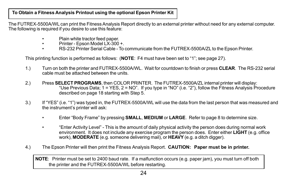 Futrex Body Fat and fitness Analyzer -5500A/WL User Manual | Page 24 / 40
