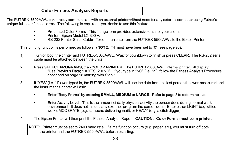 Futrex Body Fat and fitness Analyzer -5500A/WL User Manual | Page 28 / 40