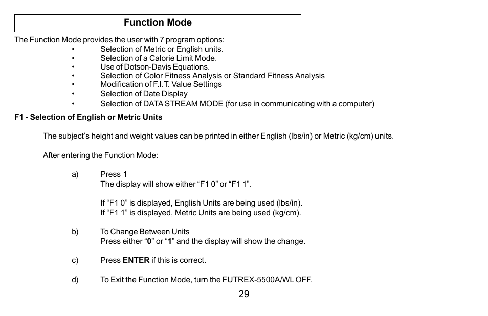 Futrex Body Fat and fitness Analyzer -5500A/WL User Manual | Page 29 / 40