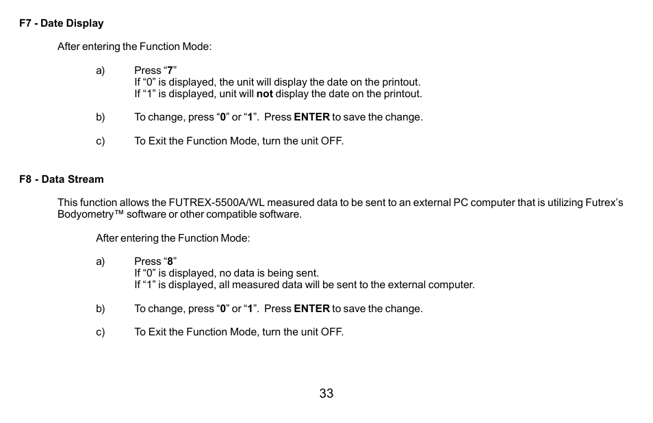 Futrex Body Fat and fitness Analyzer -5500A/WL User Manual | Page 33 / 40