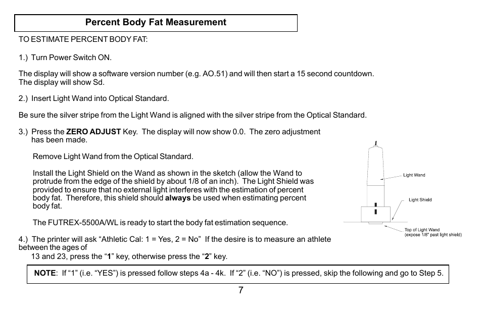 Futrex Body Fat and fitness Analyzer -5500A/WL User Manual | Page 7 / 40