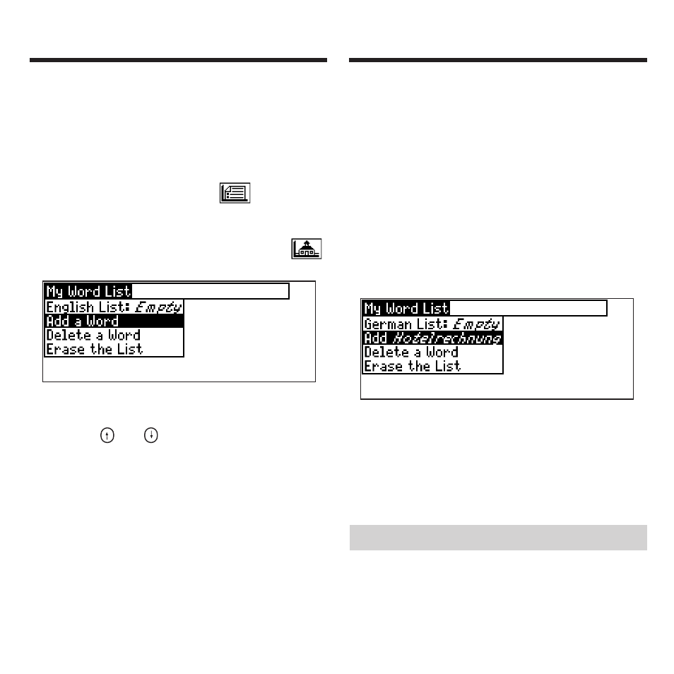 Using my word list, Adding words from the main menu, Adding highlighted words | Franklin Deutsch/English Professor PRO BDS-1840 User Manual | Page 24 / 38