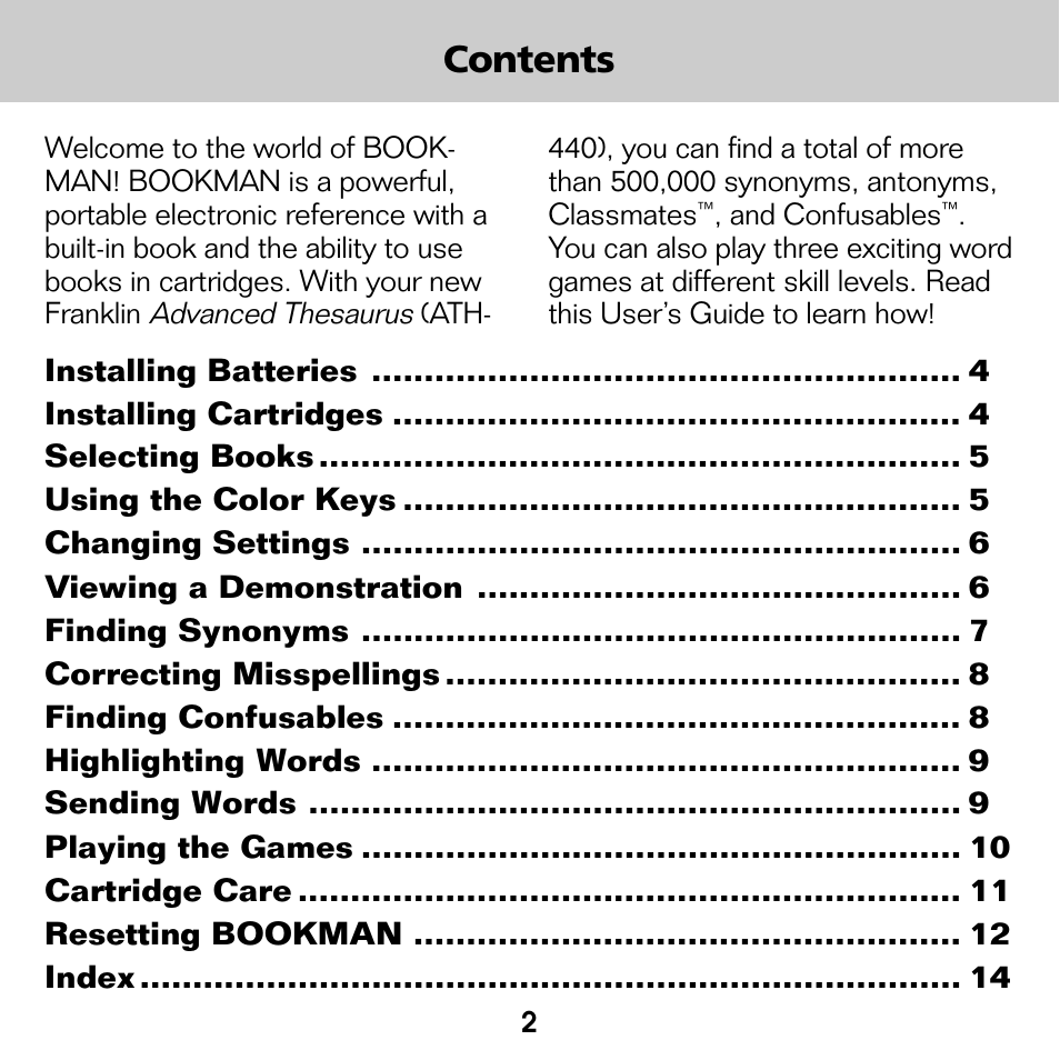 Franklin Advanced Thesaurus ATH-440 User Manual | Page 3 / 16
