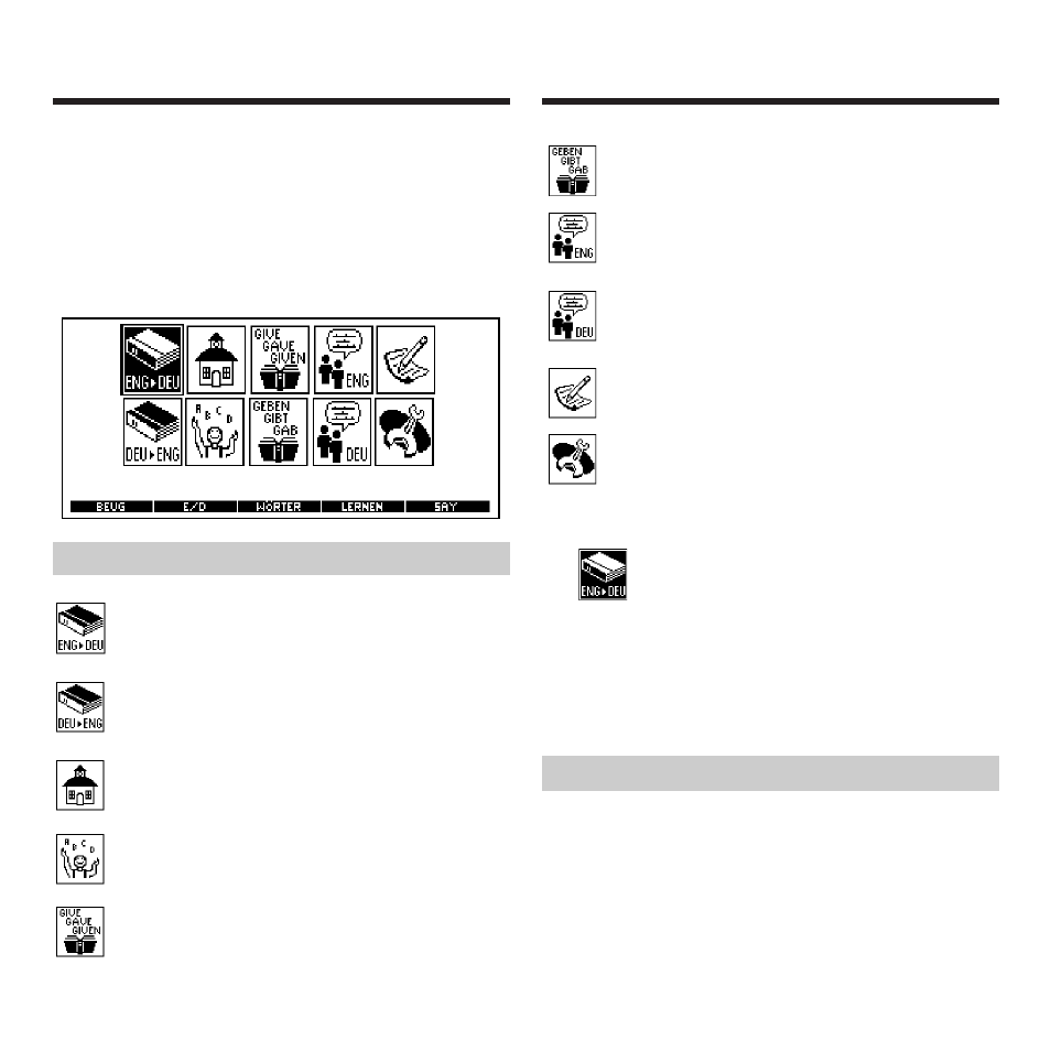 Using the main menu | Franklin Deutsch/English Professor PRO BDS-1860 User Manual | Page 14 / 71