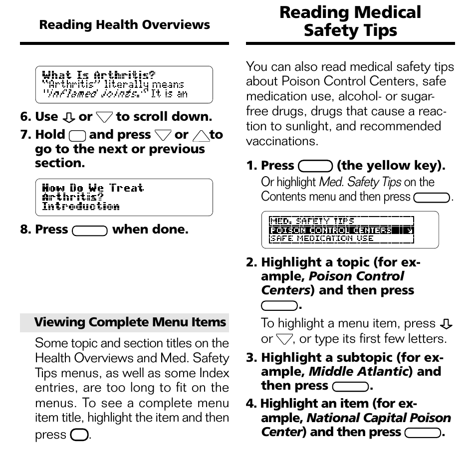 Reading medical safety tips | Franklin BOOKMAN CDR-2041 User Manual | Page 11 / 20