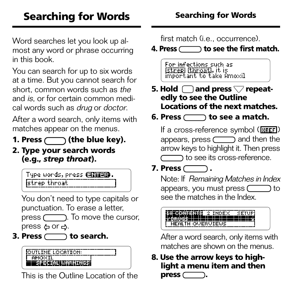 Searching for words | Franklin BOOKMAN CDR-2041 User Manual | Page 13 / 20