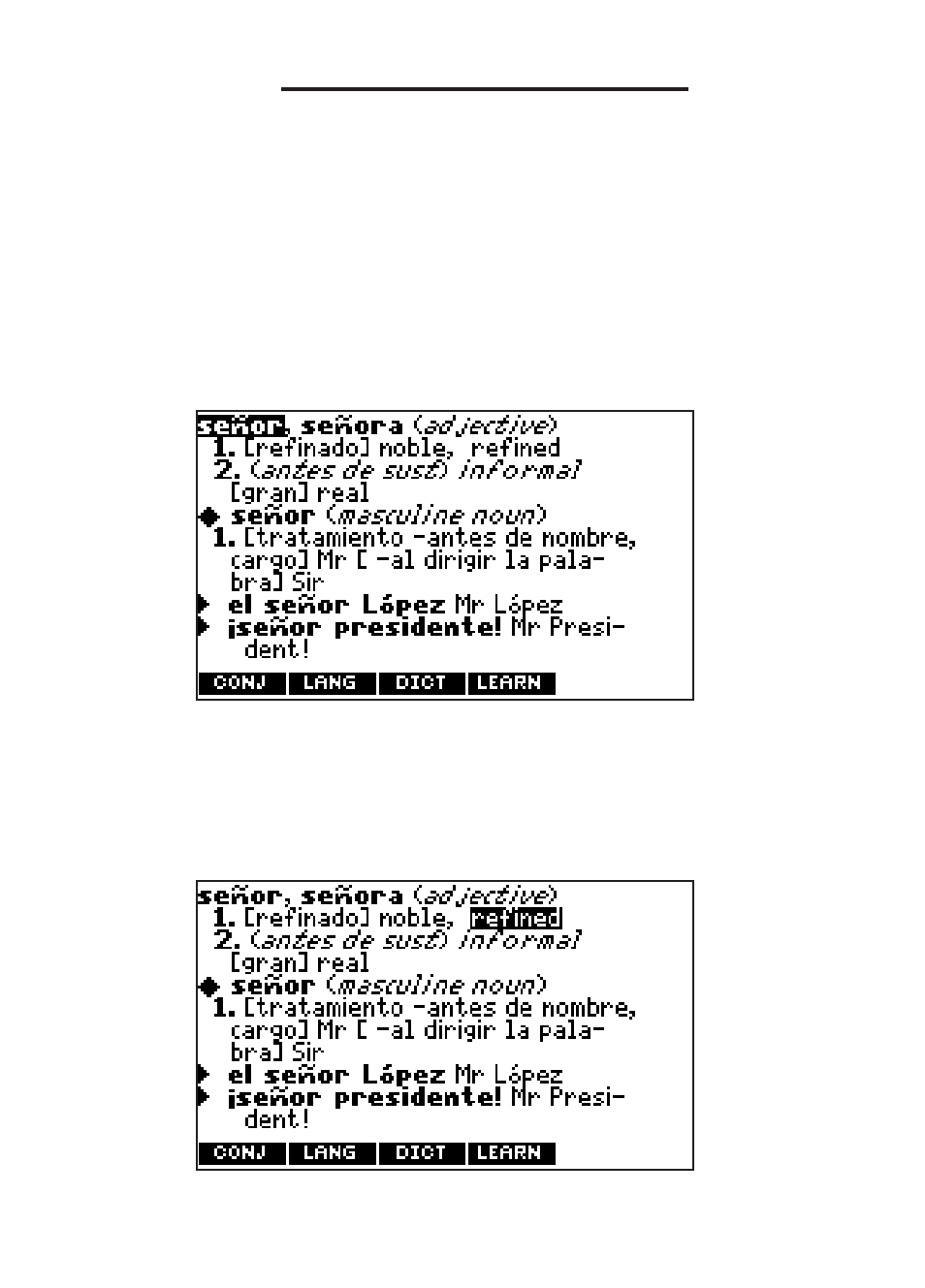 Highlighting words | Franklin BES-1870 User Manual | Page 34 / 92