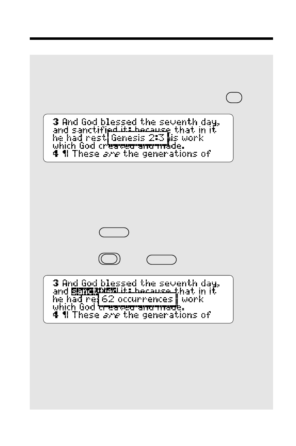 Where in the bible are you, Viewing word counts | Franklin HOLY BIBLE KING JAMES VERSION IC-119 User Manual | Page 13 / 42