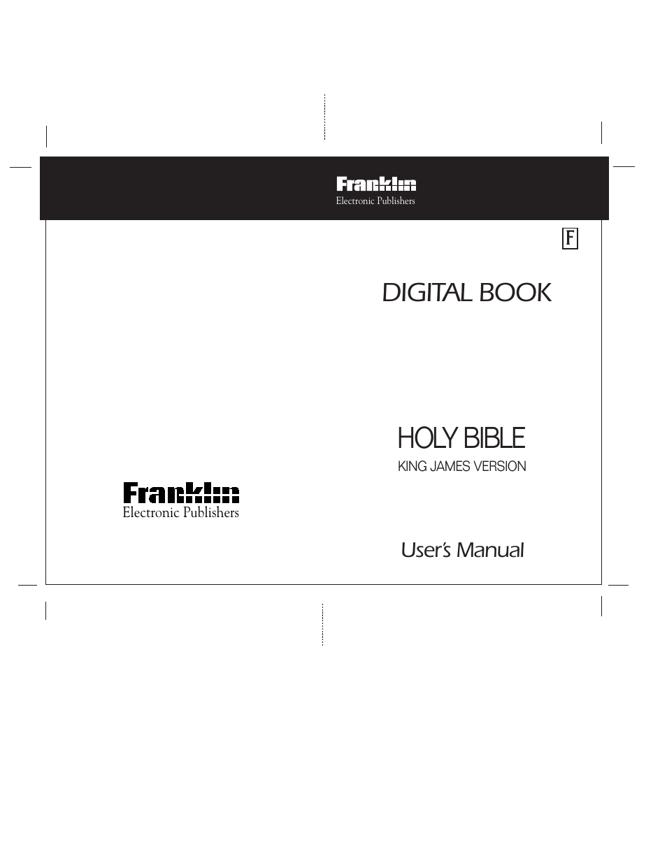 Holy bible, Digital book, Fuser’s manual | Franklin HOLY BIBLE KING JAMES VERSION IC-119 User Manual | Page 42 / 42