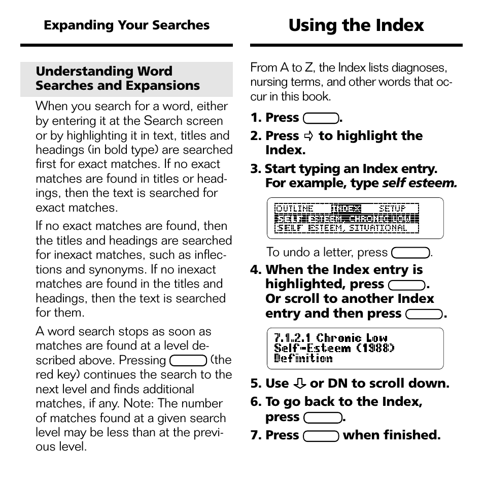 Using the index | Franklin NND-2063 User Manual | Page 12 / 20