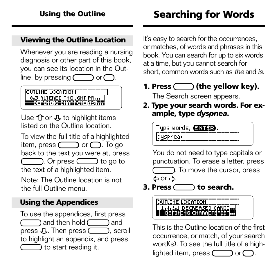 Searching for words | Franklin NND-2063 User Manual | Page 9 / 20