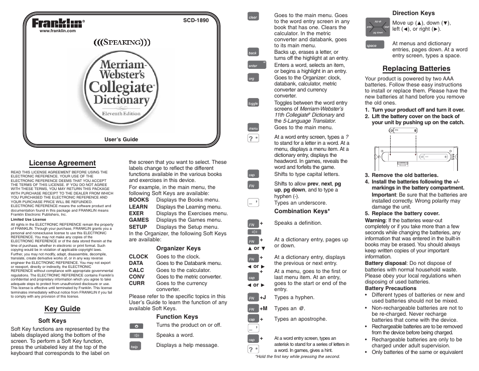 Franklin SCD-1890 User Manual | 7 pages