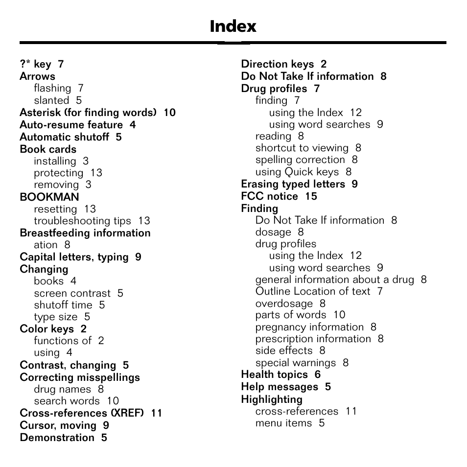 Index | Franklin GWH-2055 User Manual | Page 17 / 21