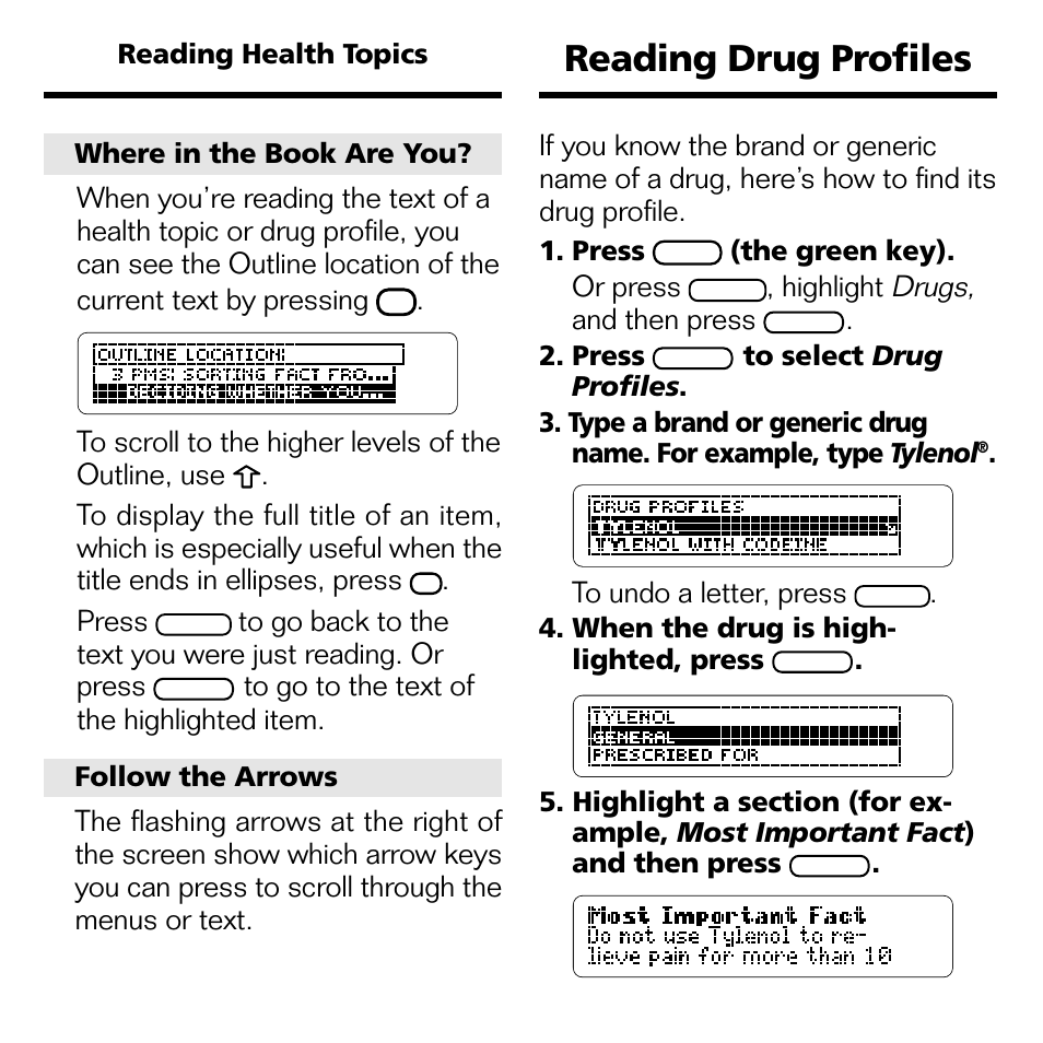 Reading drug profiles | Franklin GWH-2055 User Manual | Page 9 / 21